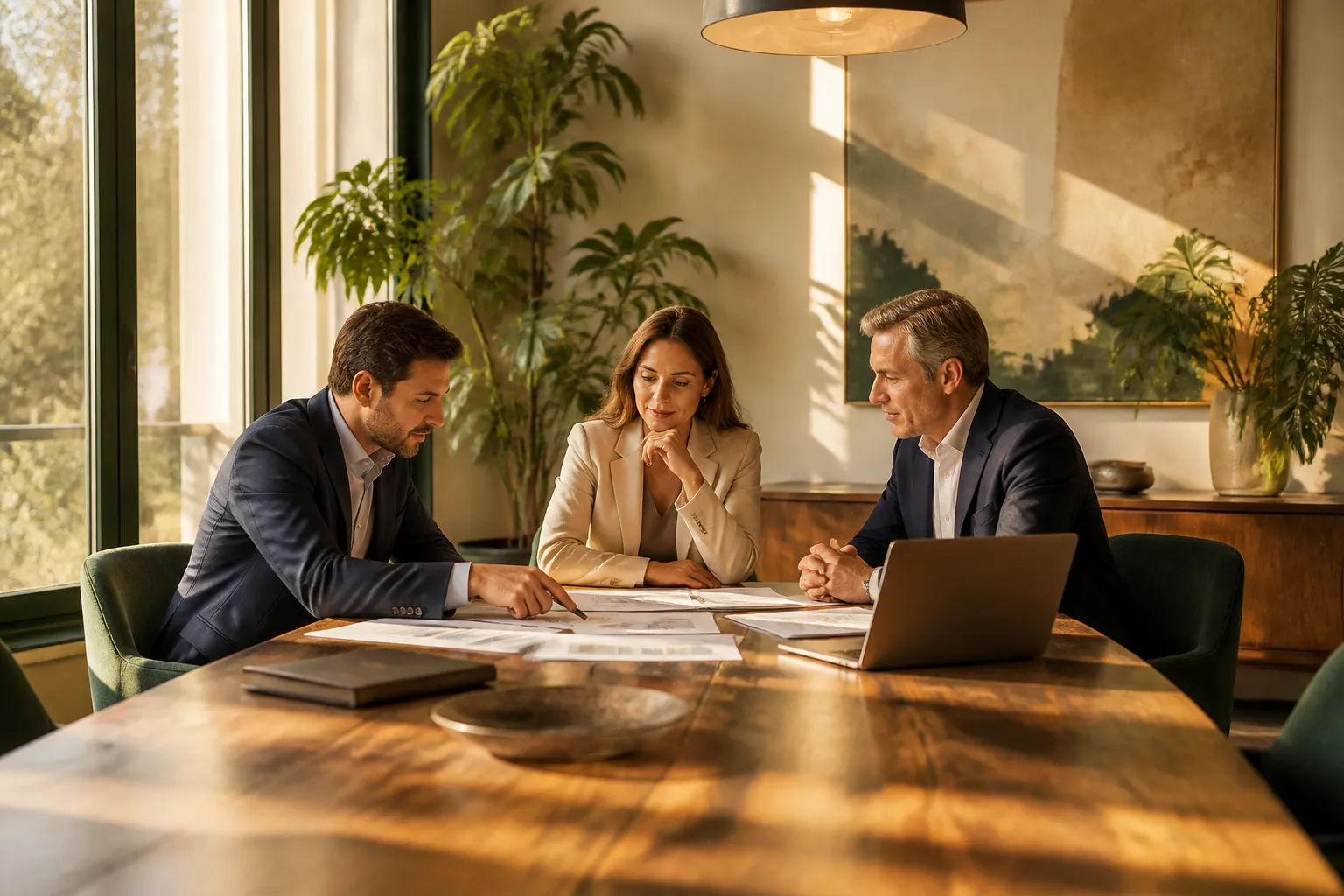 Resolve My Debt team reviewing debt negotiation strategy around a conference table