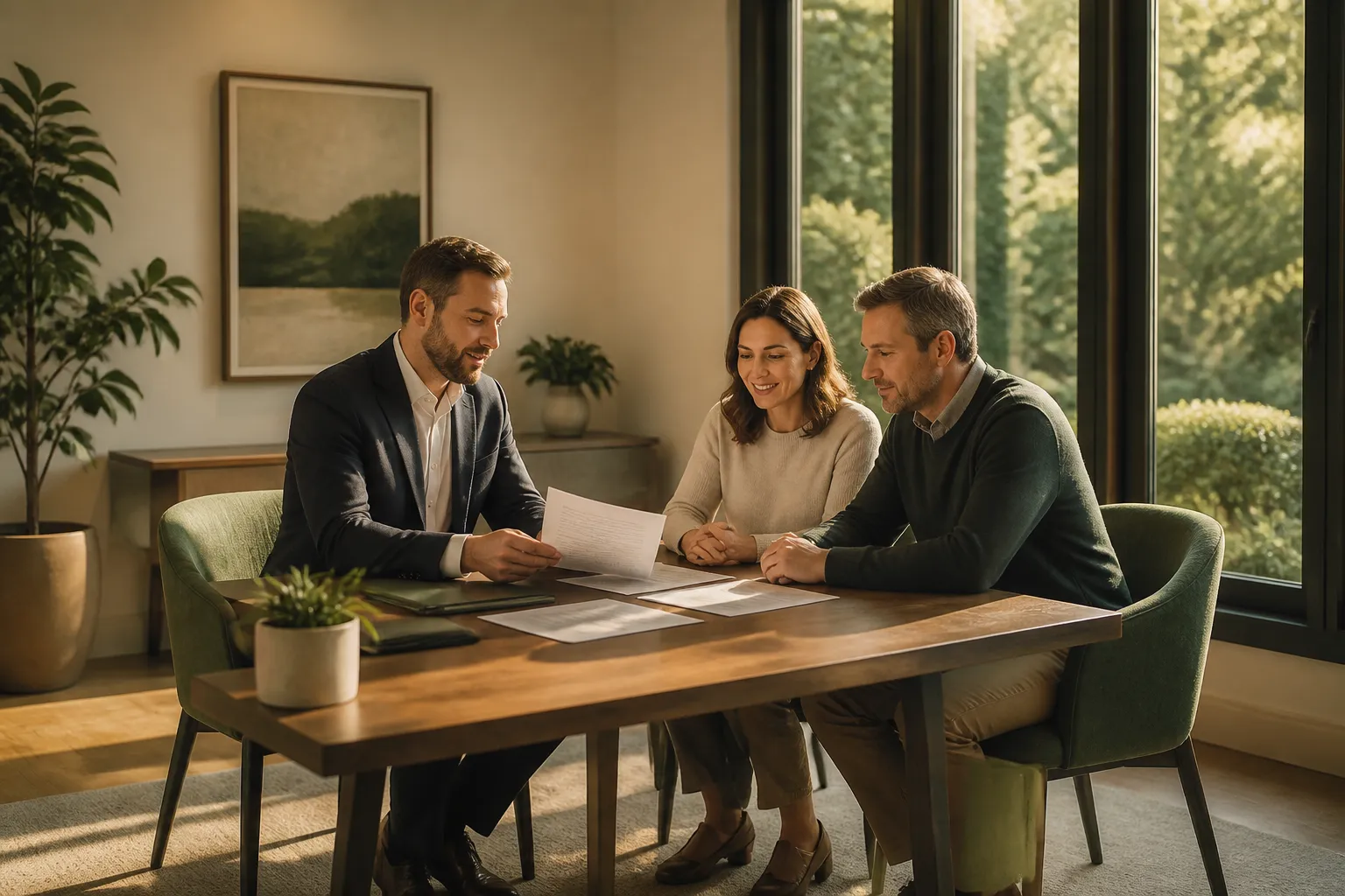 Debt resolution advisor reviewing settlement options with clients
