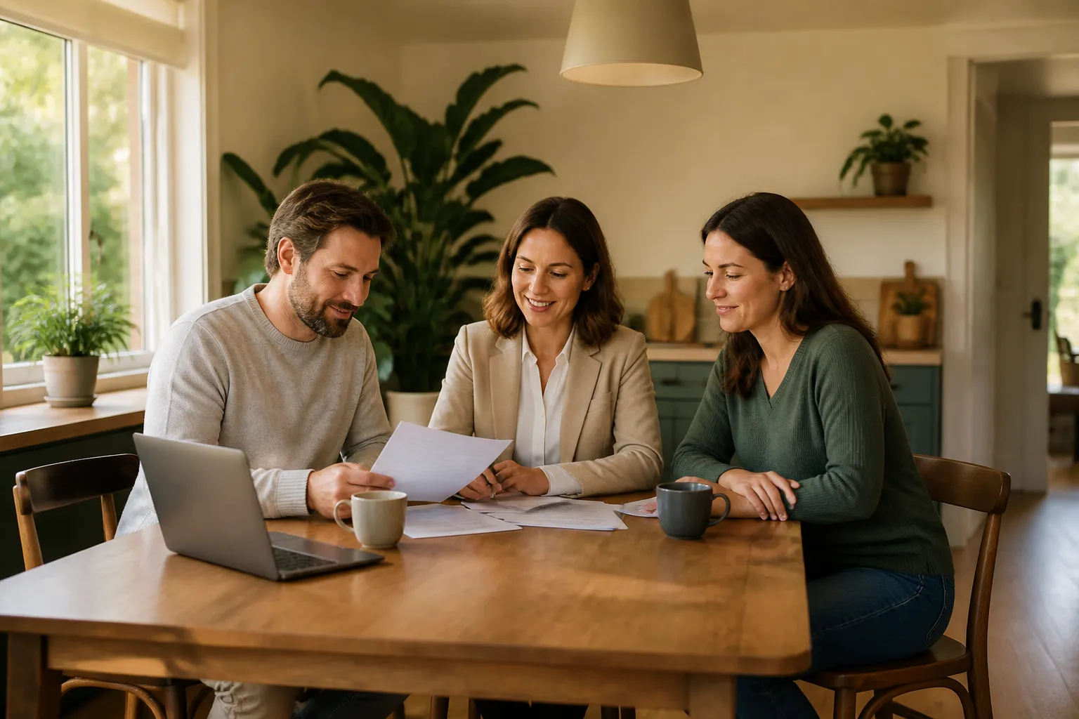 Clients reviewing settled debt paperwork with visible relief